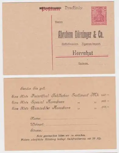 04098 Ganzsachen Postkarte P110 Zudruck Abraham Dürninger & Co. Import Herrnhut