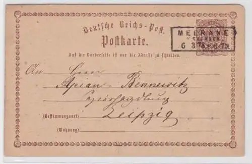 97084 DR Ganzsachen Postkarte P1 Plattenfehler Meerane nach Leipzig 1873