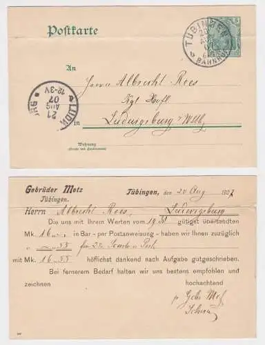 12577 DR Ganzsachen Postkarte P64 Zudruck Gebrüder Metz Tübingen 1907