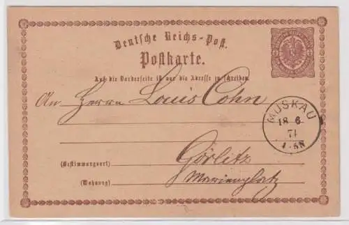 97111 DR Ganzsachen Postkarte P1 Plattenfehler Muskau nach Görlitz 1874