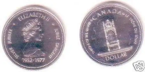 1 Dollar Silber Münze Kanada 1977 Thron im Oberhaus