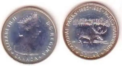 1 Dollar Silber Münze Kanada 1885-1985 Elch