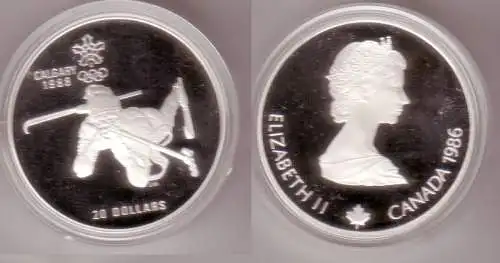 20 Dollar Silber Münze Kanada Olympiade Calgary 1988 Biathlon