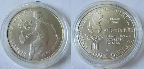 1 Dollar Silber Münze USA Olympiade 1996 Atlanta 1996 D Tennisspielerin (127018)