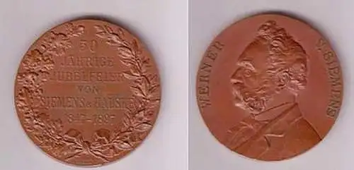 Seltene Bronze Medaille Werner von Siemens 1897