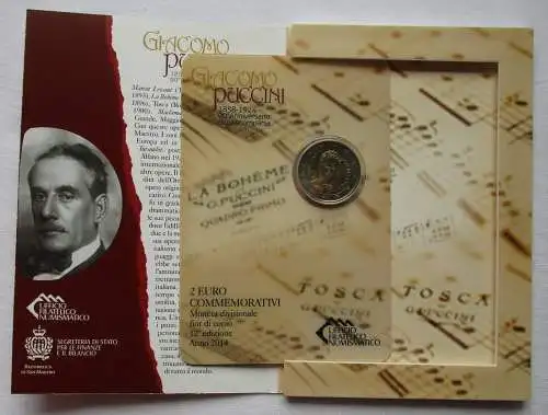 San Marino 2 Euro 2014 Giacomo Puccini Blister/Folder Stgl. (100539)