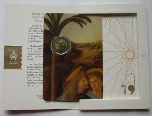 San Marino 2 Euro 500.Todestag Leonardo da Vinci 2019 Blister/Folder St.(108620)