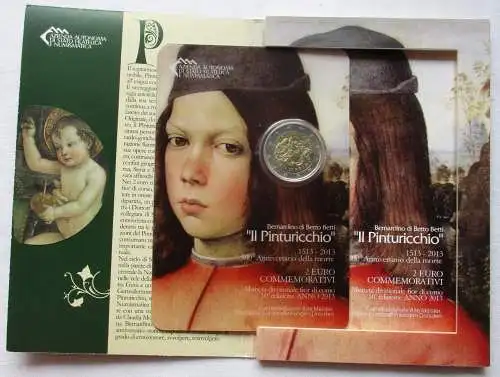 San Marino 2 Euro 500. Todestag II Pinturicchio 2013 Blister/Folder St. (114734)