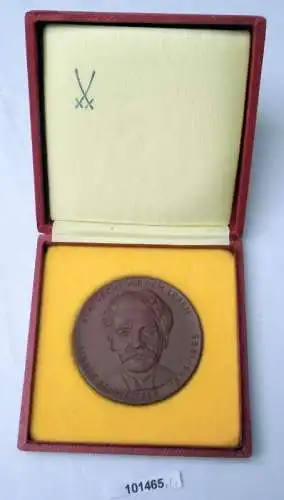 rare braune DDR Porzellanmedaille Albert Schweitzer 1875-1965 im Etui