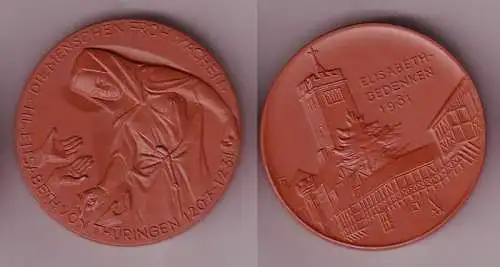 seltene braune DDR Porzellan Medaille Wartburg Elisabeth Gedenken 1981