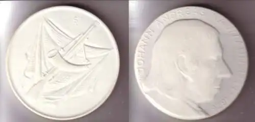 seltene weiße DDR Porzellan Medaille Johann Andreas Naumann 1744-1826