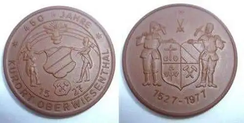 DDR Porzellan Medaille Kurort Oberwiesenthal 1527-1977