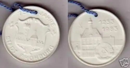 schöne DDR Porzellanmedaille 750 Jahre Stadt Frohburg