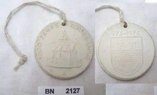 DDR Porzellan Medaille 1000 Jahre Kohren Sahlis 1974