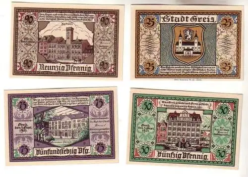 4 Banknoten Notgeld der Stadt Greiz 1921