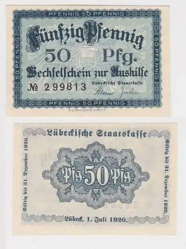 50 Pfennig Banknote Notgeld Staatskasse Lübeck 1.7.1920 (142614)