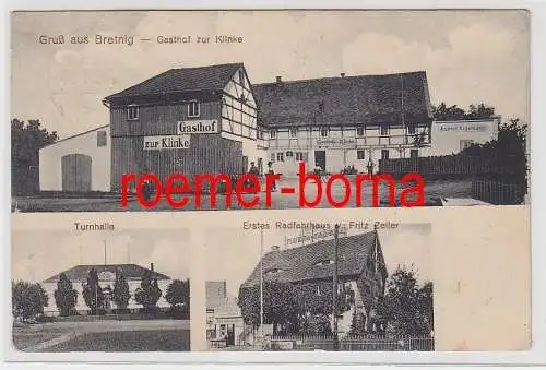 76610 Mehrbild Ak Gruß aus Bretnig Gasthof zur Klinke, Turnhalle, Radfahrhaus