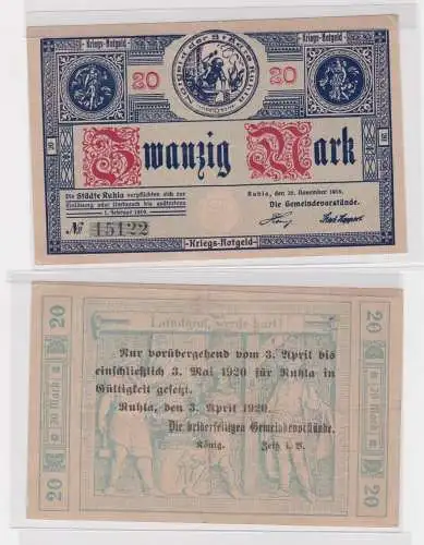 20 Mark Banknote Notgeld Stadt Ruhla 20.11.1918 (138606)