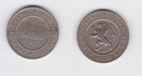 10 Centimes Kupfer Nickel Münze Belgien 1861 (118208)