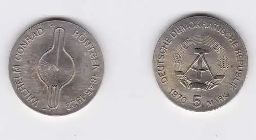 DDR Gedenk Münze 5 Mark Wilhelm Conrad Röntgen 1970 Stempelglanz (128332)