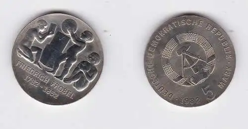 DDR Gedenk Münze 5 Mark Friedrich Fröbel 1982 Stempelglanz (128454)