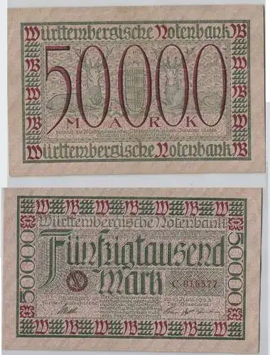 50000 Mark Banknote Württembergische Notenbank 10.6.1923 (129157)