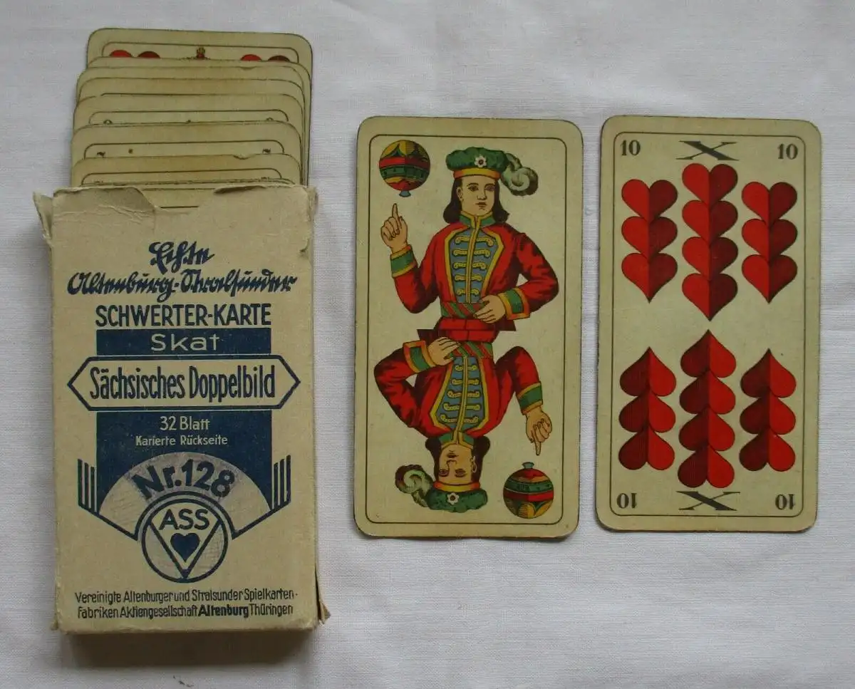 Schwerter-Karte Skat Sächsisches Doppelbild Nr.128 Spielkarten-Fabriken (100087) 0