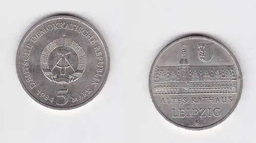 DDR Gedenk Münze 5 Mark Leipzig altes Rathaus 1984 vorzüglich (156405)