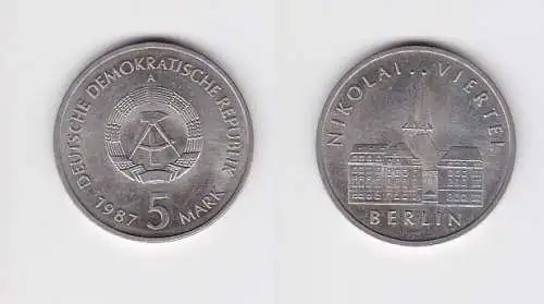 DDR Gedenk Münze 5 Mark Berlin Nikolai Viertel 1987 (156446)