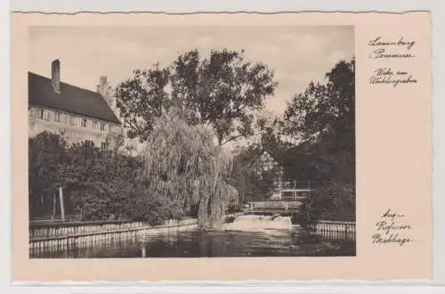 11931 Ak Lauenburg Lębork in Pommern Wehr am Mühlengraben um 1940