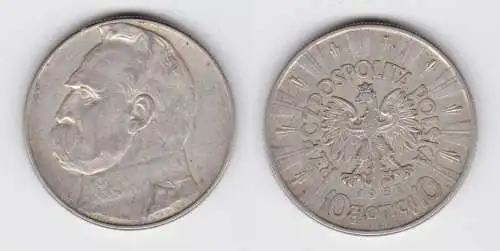 10 Zloty Silber Münze Polen Josef Pilsudski 1935 (123795)