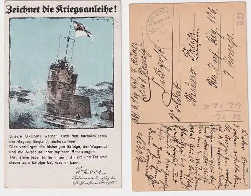 82572 AK Marineschiffpost Reklame "Zeichnet die Kriegsanleihe!" 1917