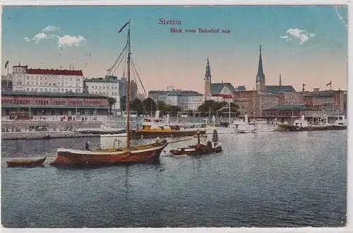 908551 Ak Stettin Szczecin Blick vom Bahnhof aus 1921