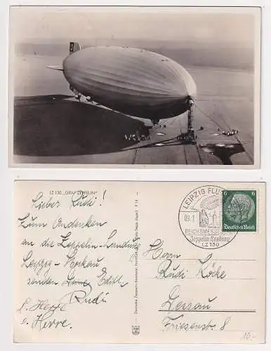 30366 Ak LZ 130 "Graf Zeppelin" mit Stempel Zeppelin-Landung Leipzig 1939