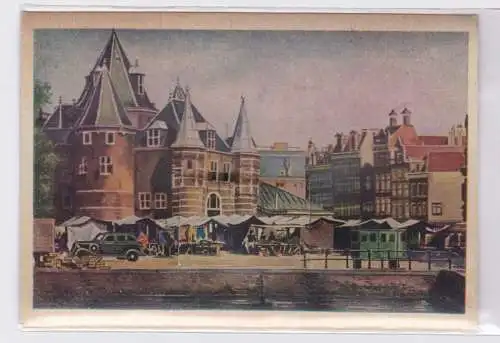 74011 Leporello Ak Amsterdam Nieuwmarkt met Waag um 1930