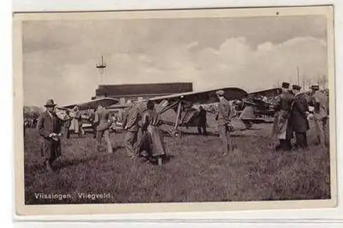 53465 Ak Vlissingen Flugplatz mit Flugzeugen 1935