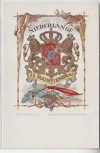 58663 Wappen Ak Lithographie Königreich Niederlande um 1900