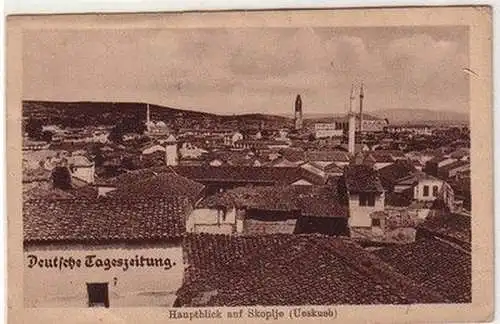 59711 Feldpost Ak Hauptblick auf Skopje (Ueskueb) Mazedonien 1917