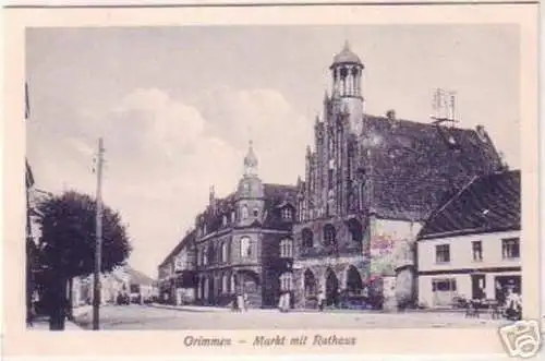 19356 Ak Grimmen Markt mit Rathaus 1925