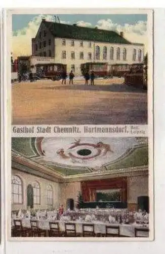 50112 Ak Hartmannsdorf Gasthof Stadt Chemnitz um 1920