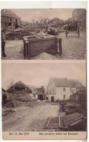42232 Ak Das zerstörte Sehlis bei Borsdorf 12. Mai 1912