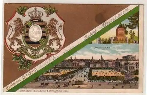 52912 Präge Ak Lithographie Gruss aus Leipzig 1903