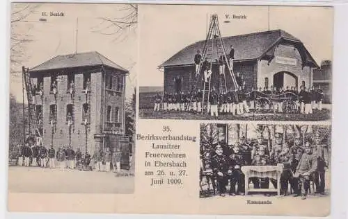 87393 Mehrbild Ak 35. Bezirksverbandstag Lausitzer Feuerwehren Ebersbach 1909