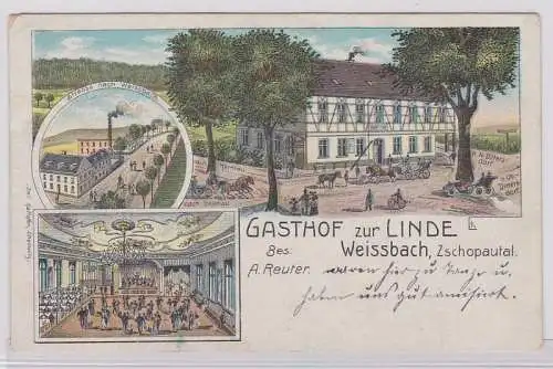 92013 Ak Lithographie Weissbach Zschopautal Gasthof zur Linde 1908