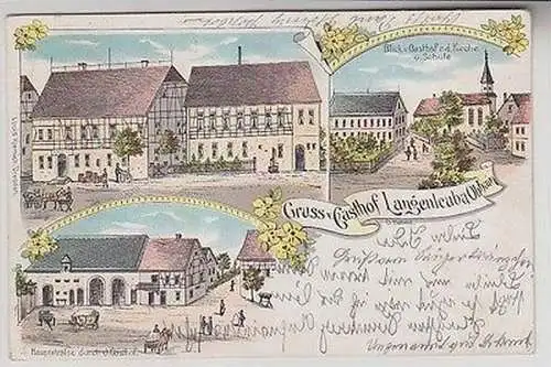 65432 Ak Lithografie Gruss vom Gasthof Langenleuba Oberhain 1901