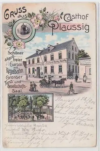 70099 Ak Lithografie Gruss aus Gasthof Plaussig 1904