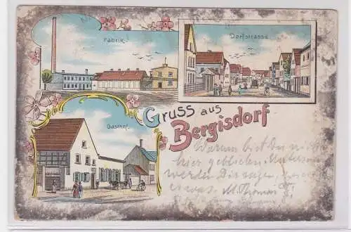 89548 Ak Lithographie Gruß aus Bergisdorf Fabrik usw. 1902