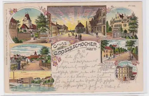 85846 Ak Lithographie Gruß aus Grosszschocher Leipzig 1903