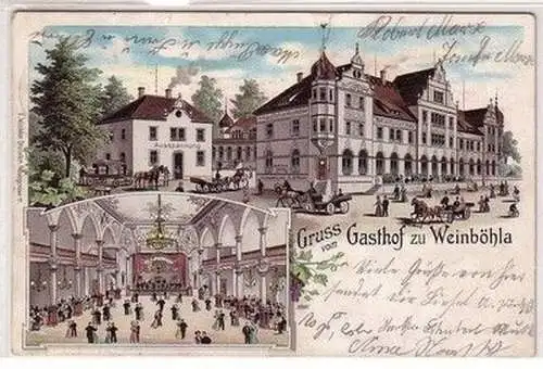 59349 Ak Lithographie Gruß vom Gasthof zu Weinböhla 1904