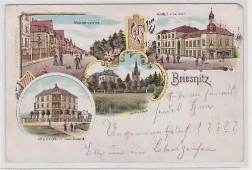 94712 Ak Lithographie Gruss aus Briesnitz Gasthof usw. 1898